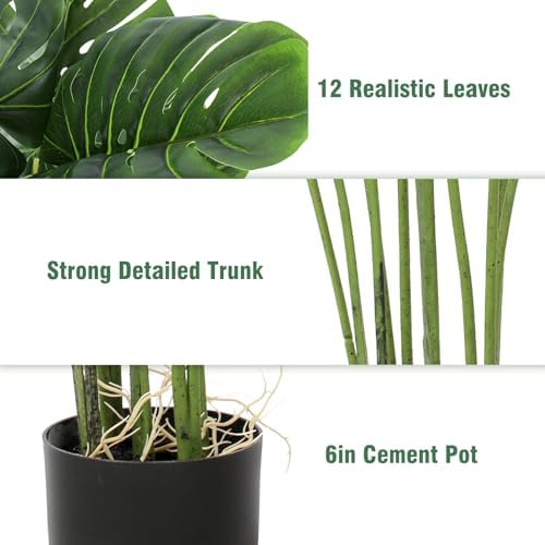 Floworld Artificial Monstera Plant 4FT Tall 2 Pack Fake Trees