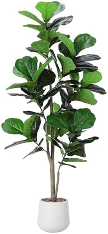 5ft Artificial Fiddle Leaf Fig Tree with White Planter