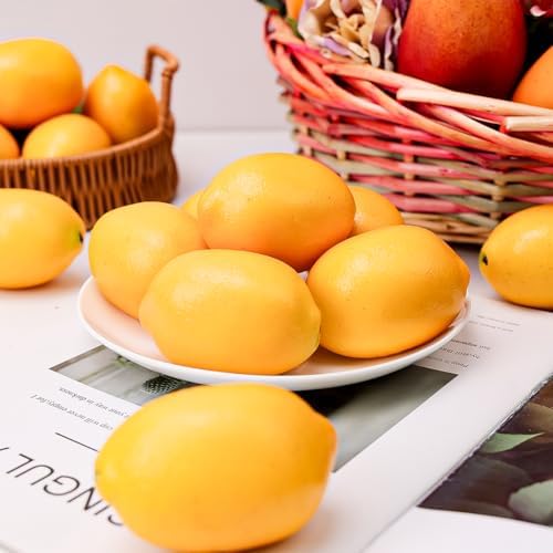 Gresorth 8pcs Artificial Lifelike Yellow Lemon Decor