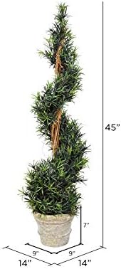 Vickerman Artificial Spiral Rosemary Tree 45 Inch Potted