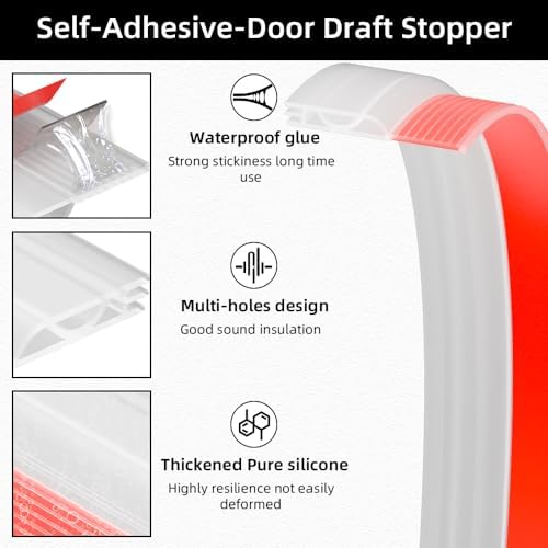 Ormein Door Draft Stopper 39 Inch Transparent Adjustable Seal