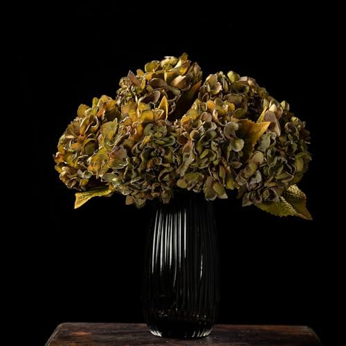TOPIA Silk Dried Hydrangea Flowers 6 PCS Green
