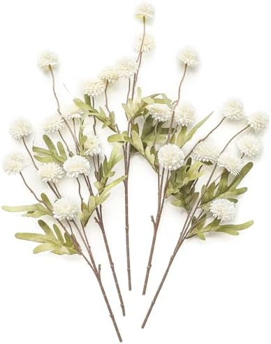 Floroom 5pcs Faux Silk Pompon Mums Artificial Flowers