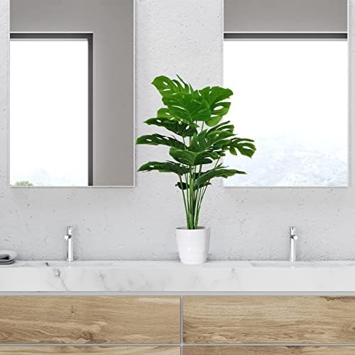 SAJANDAS 2-Piece Artificial Monstera Deliciosa Plants Set
