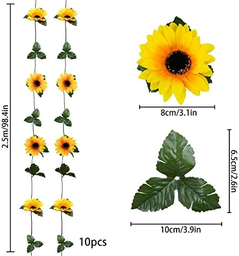 Uieke 10 Pack Artificial Sunflower Garland 7ft
