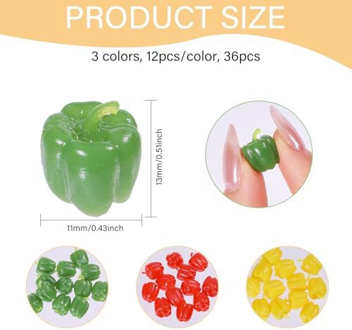 CHGCRAFT 36Pcs Mini Artificial Bell Peppers 3Colors
