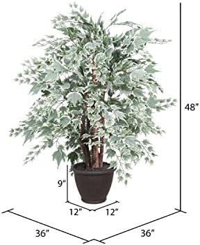 Vickerman 4 Foot Artificial Silver Maple Bush with Decorative Container