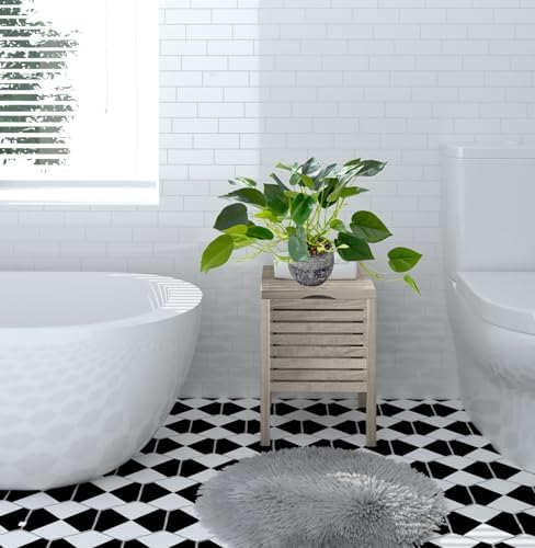 AlphaAcc Artificial Ivy Plant in Rustic Black Cement Pot