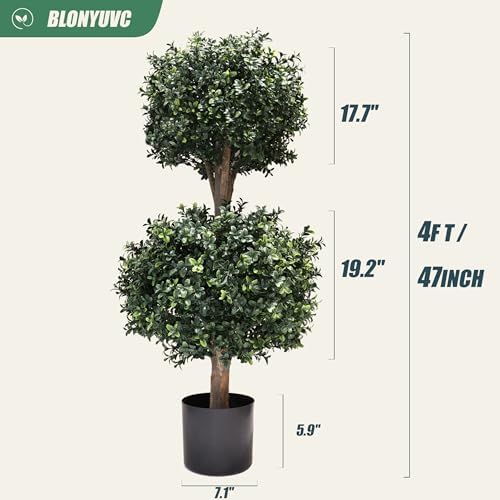 BLONYUVVC Kyesyes 4Ft Artificial Boxwood Topiary Trees 2 Pack