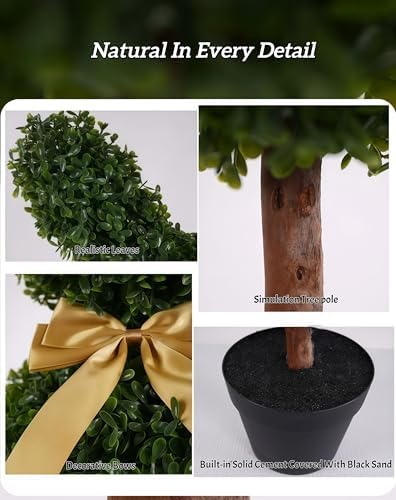 2 Pcs Artificial Bunny Topiary Trees with Planter Pots