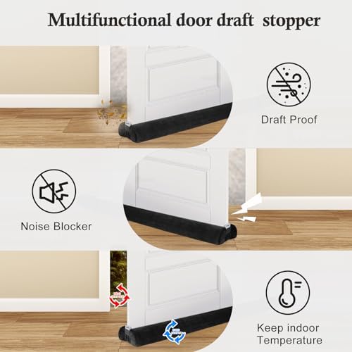 Fowong Under Door Draft Stopper Black Adjustable 30-36 Inch