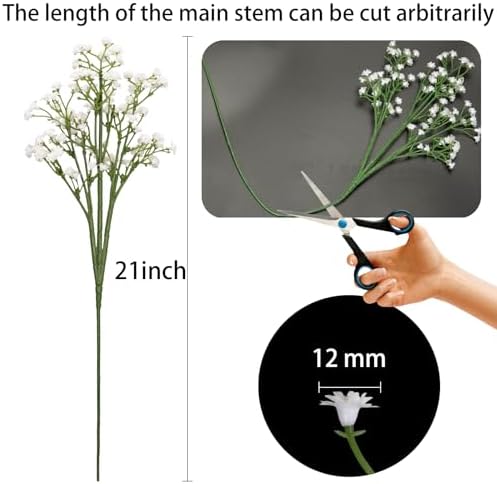 10PCS 21-inch Artificial Babys Breath Flowers with Reinforced Stem