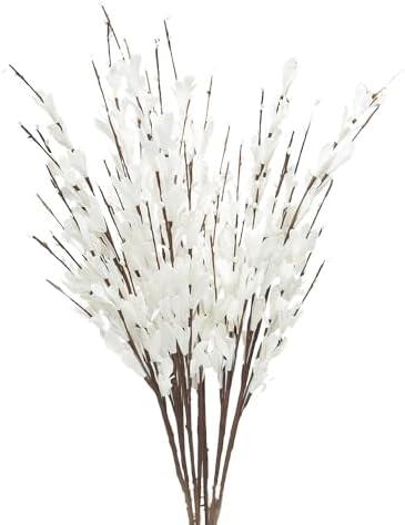 UiiziC Artificial Jasmine Flowers 8PCS 31 Inch White Bouquet Set