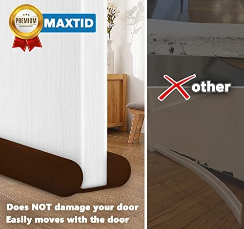 MAXTID Brown Door Draft Stoppers Adjustable 32-38 Inch Double Sided