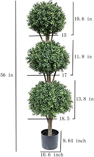 56 Inch Boxwood Triple Ball Artificial Topiary Tree