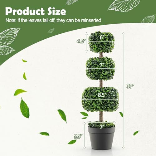Goplus 35 Inch Artificial Boxwood Topiary Tree