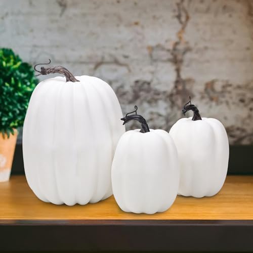 Quancru 3pcs White Artificial Foam Pumpkin Decorations
