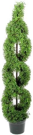 Admired By Nature Artificial Boxwood Leaf Double Spiral Topiary