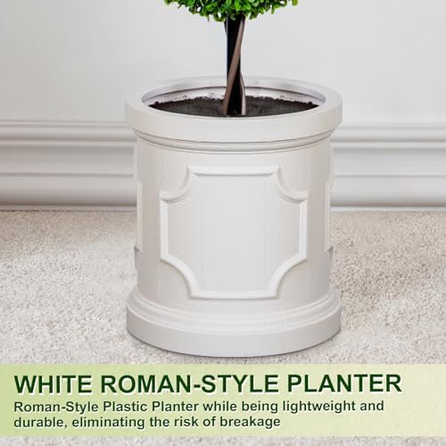 3FT Artificial Triple Ball Topiary Trees with White Planter Pot Set of 2