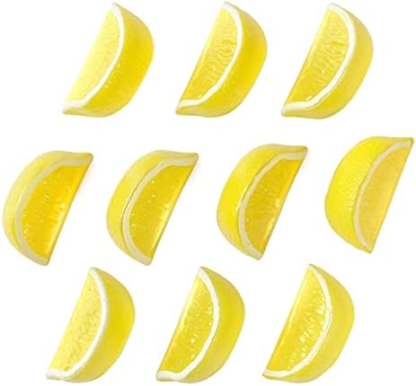 Hagao Fake Lemon Artificial Fruit Wedge 10pcs Yellow Block