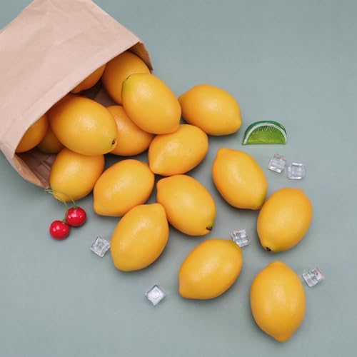 Gresorth 8pcs Artificial Lifelike Yellow Lemon Decor