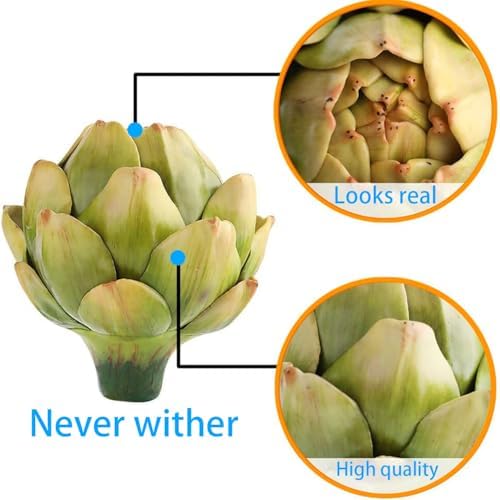 WESAPPINC 3Pcs Large Green Artificial Artichokes Decor