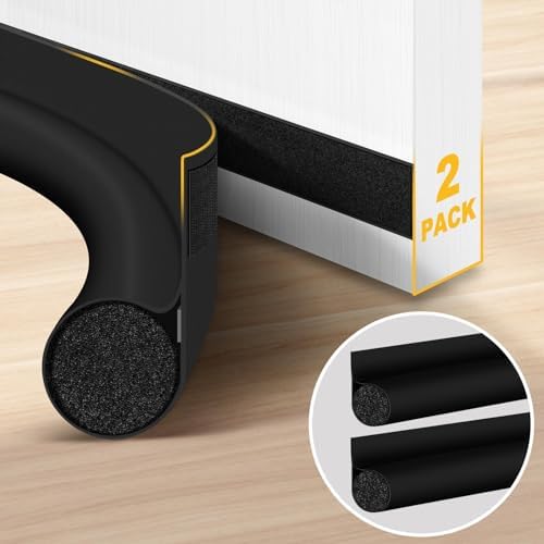 HomeProtect 2 Pack Adjustable Door Draft Stopper Black