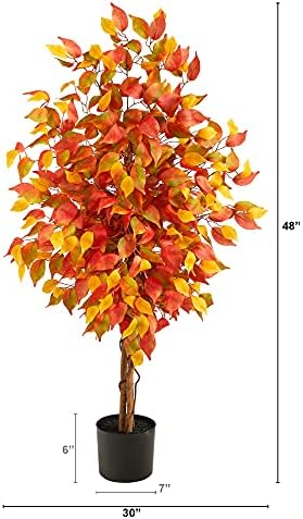 Nearly Natural 4ft Autumn Ficus Artificial Tree
