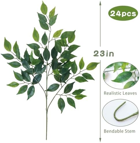 Mizii 24pcs Artificial Ficus Garland with Silk Leaves
