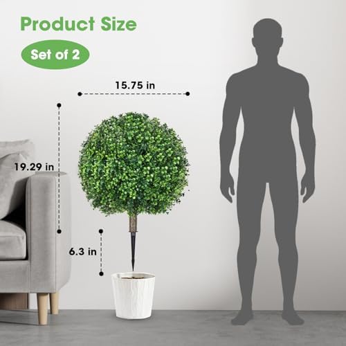256 Inch Artificial Boxwood Topiary Ball Trees 2 Pack