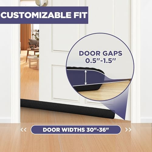 Premium Velvet Door Draft Stopper 30 to 36 Adjustable