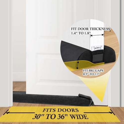 Fowong Under Door Draft Stopper Black Adjustable 30-36 Inch