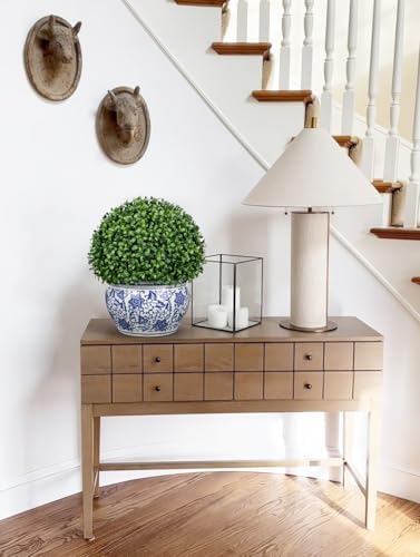 DILATATA Artificial Boxwood Ball in Blue and White Ceramic Pot