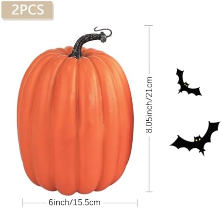 Artmag 8 Inch Artificial Pumpkins 2PCS Fall Decor