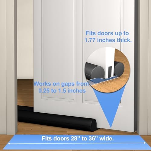 2 Pack Large Door Draft Stopper 36 Inch Adjustable