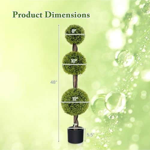GOFLAME Artificial Topiary Tree 4FT Cement-Filled Pot