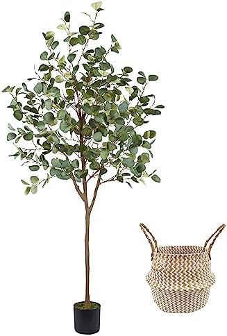 6ft Tall Artificial Eucalyptus Tree with Basket