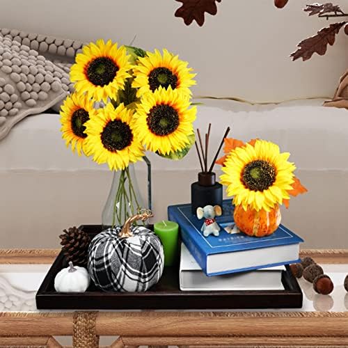 Winlyn 9-Pack Artificial Sunflower Stems for Vase Bouquets Centerpieces