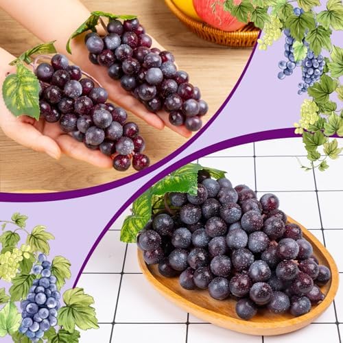 CLESDF 4 Bunches Purple Artificial Grapes Decor
