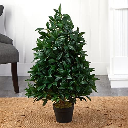 Nearly Natural 3ft Bay Leaf Artificial Topiary Tree