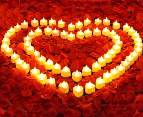 Acejoz Rose Petals and Candles Set for Romantic Decorations