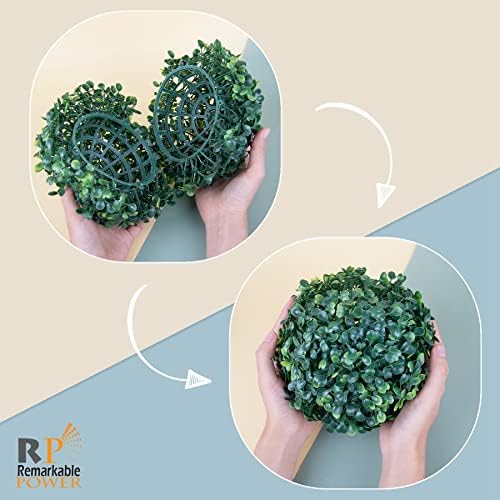 RP Remarkable Power 4 Pack 7 Inch Artificial Topiary Plant Ball Boxwood
