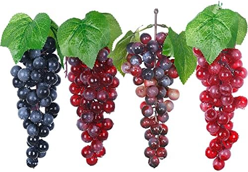 Woohome 4 Bunches Artificial Grapes with Vines