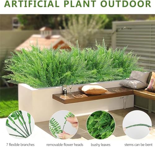 UV Resistant Lifelike Artificial Boston Fern Set of 2