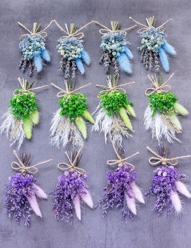 Xins Convey Mini Dried Flower Bouquet Set 12 Pcs Blue