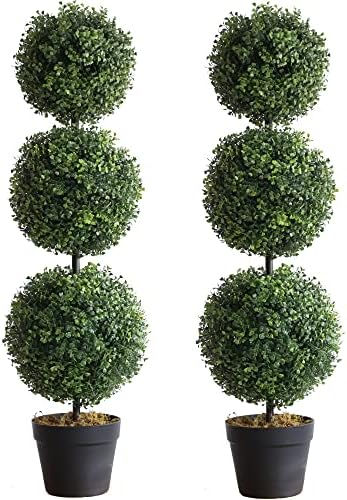 Momoplant 2 Pack Triple Ball Boxwood Topiaries