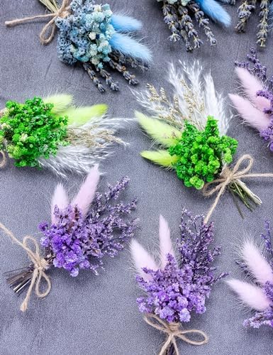 Xins Convey Mini Dried Flower Bouquet Set 12 Pcs Blue