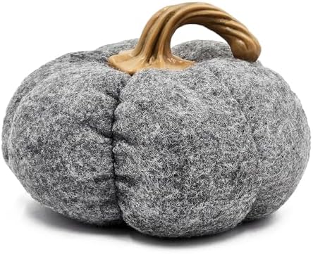 Seeye Set of 3 Gray Fabric Pumpkins Fall Decor