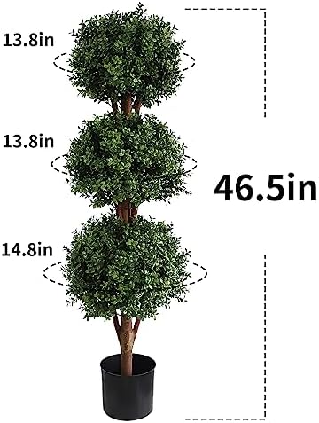 Momoplant Artificial Topiary Triple Ball Boxwood Tree Set of 2
