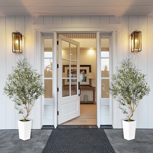 55FT Olive Tree Artificial Indoor with White Planter